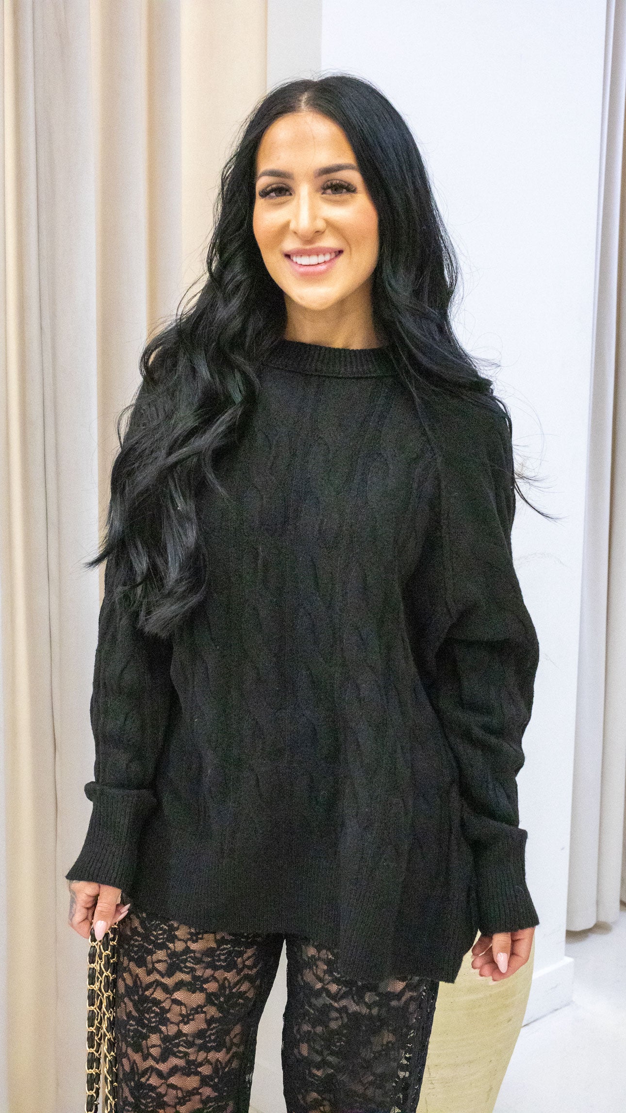 IZABELLA CABLE KNIT SWEATER (BLACK)