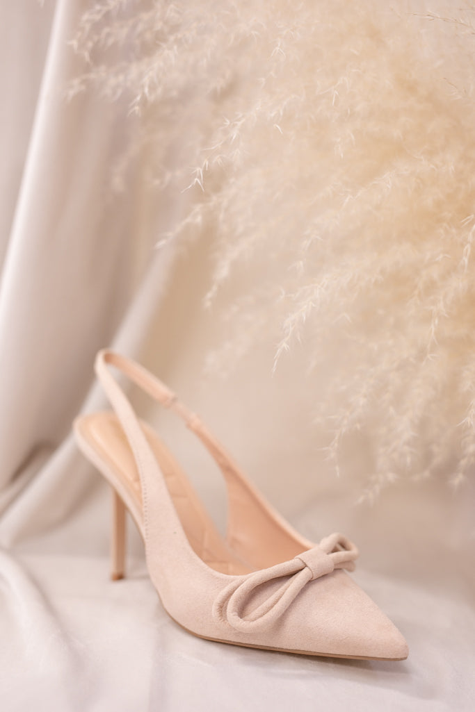 NEW POINTED BOW SLINGBACK HEEL (NUDE)