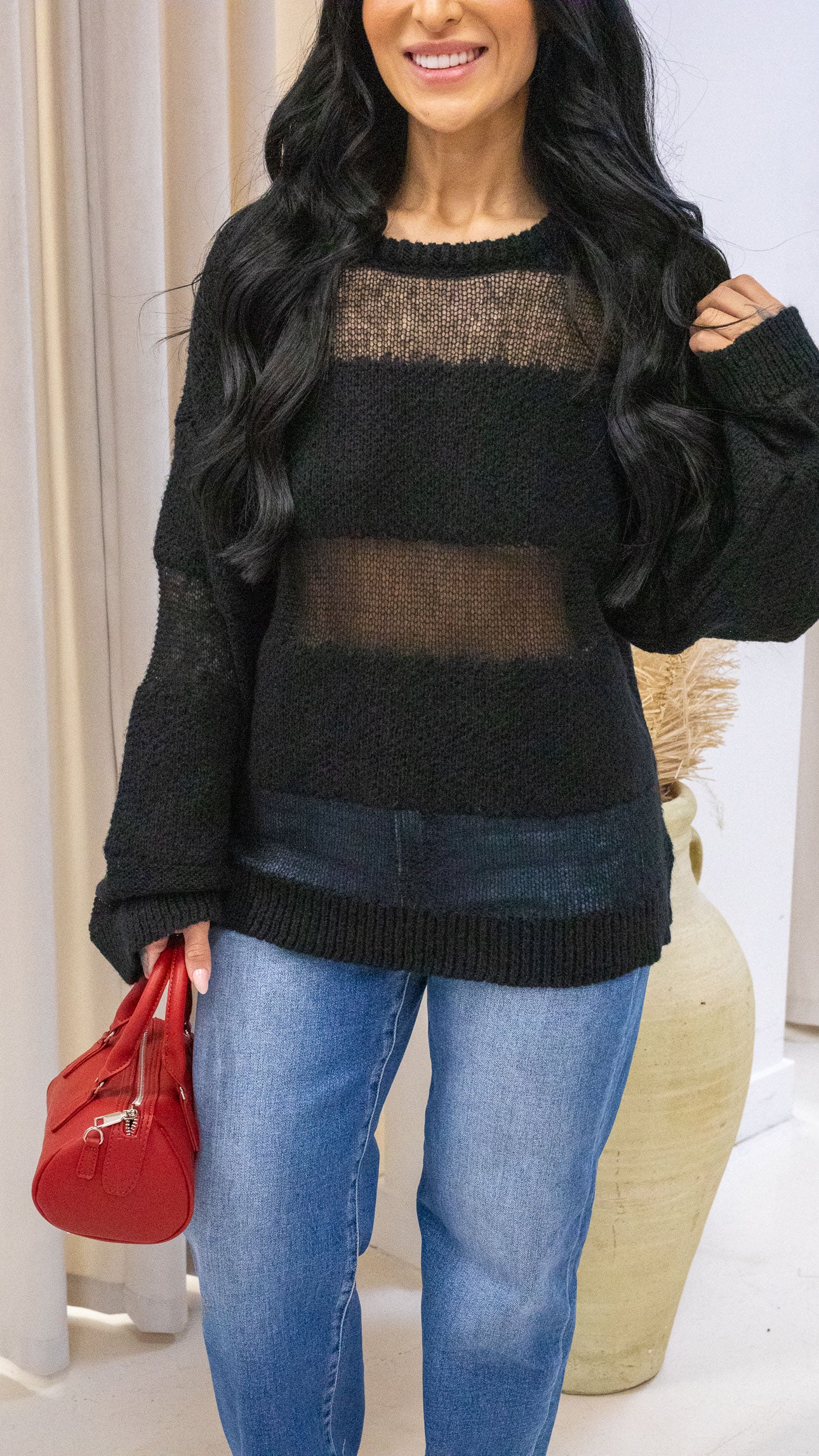 SELVI MESH KNIT SWEATER (ONLY)