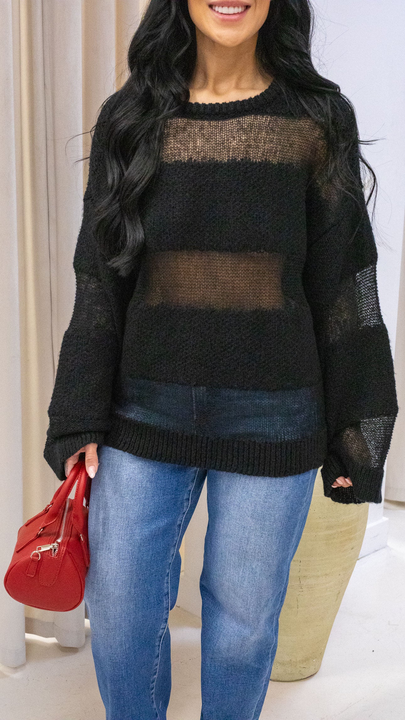 SELVI MESH KNIT SWEATER (ONLY)