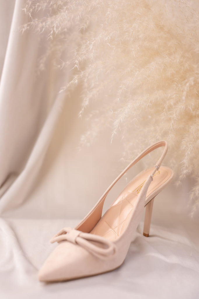 NEW POINTED BOW SLINGBACK HEEL (NUDE)