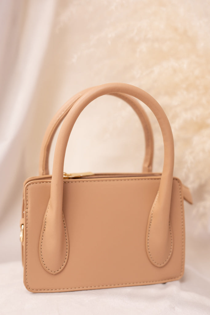 NEW SMALL TOTE CLUTCH SHOULDER HANDBAG (TAUPE)
