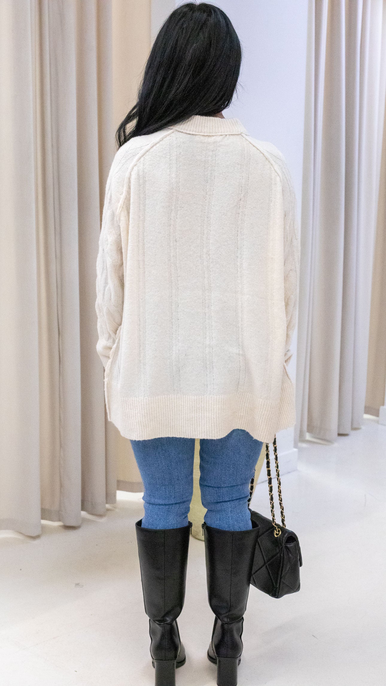 IZABELLA CLASIC CABLE KNIT SWEATER  (IVORY)