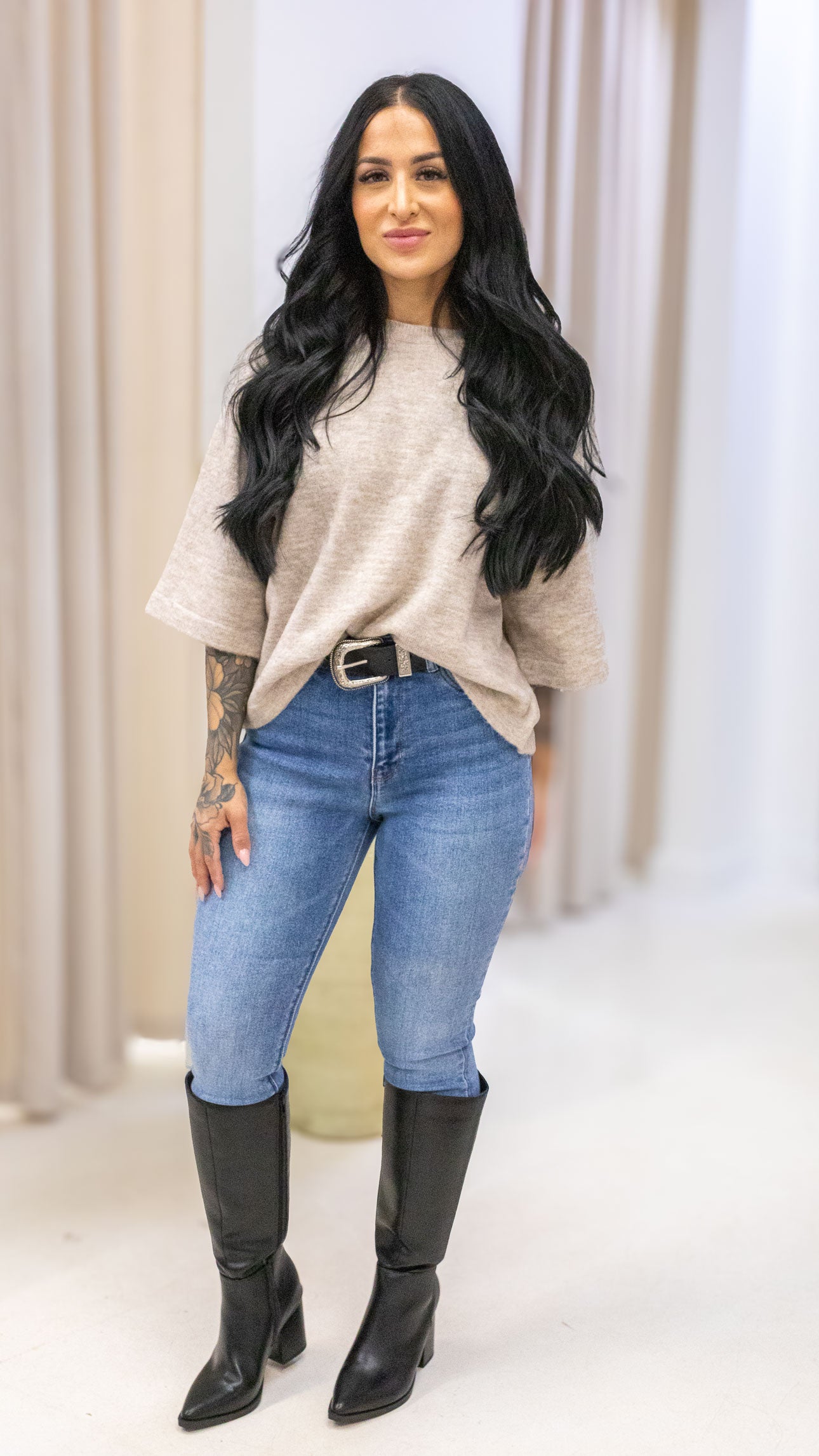 SIMONI PULLOVER KNIT TEE | BEIGE (ONLY)