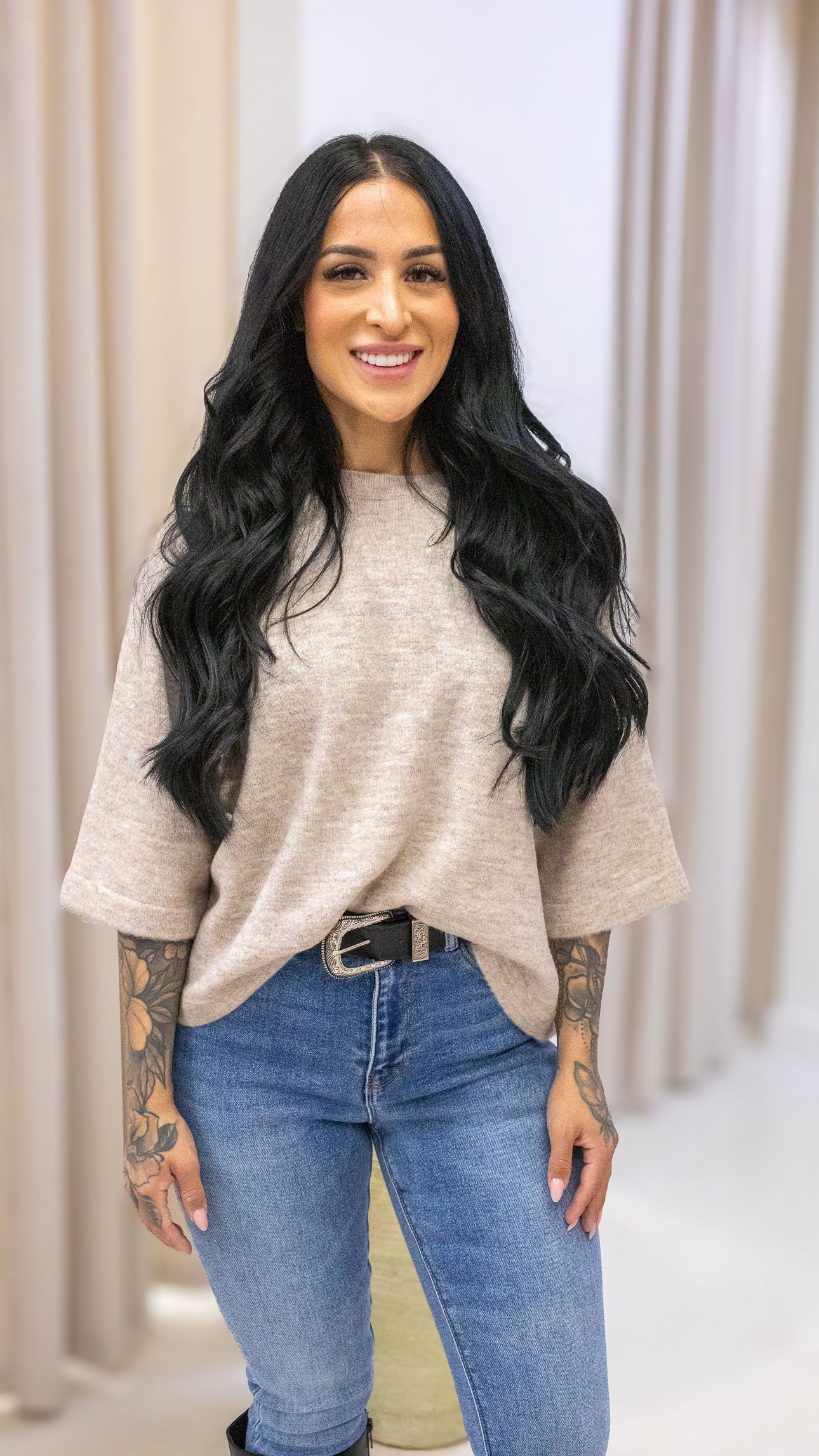 SIMONI PULLOVER KNIT TEE | BEIGE (ONLY)