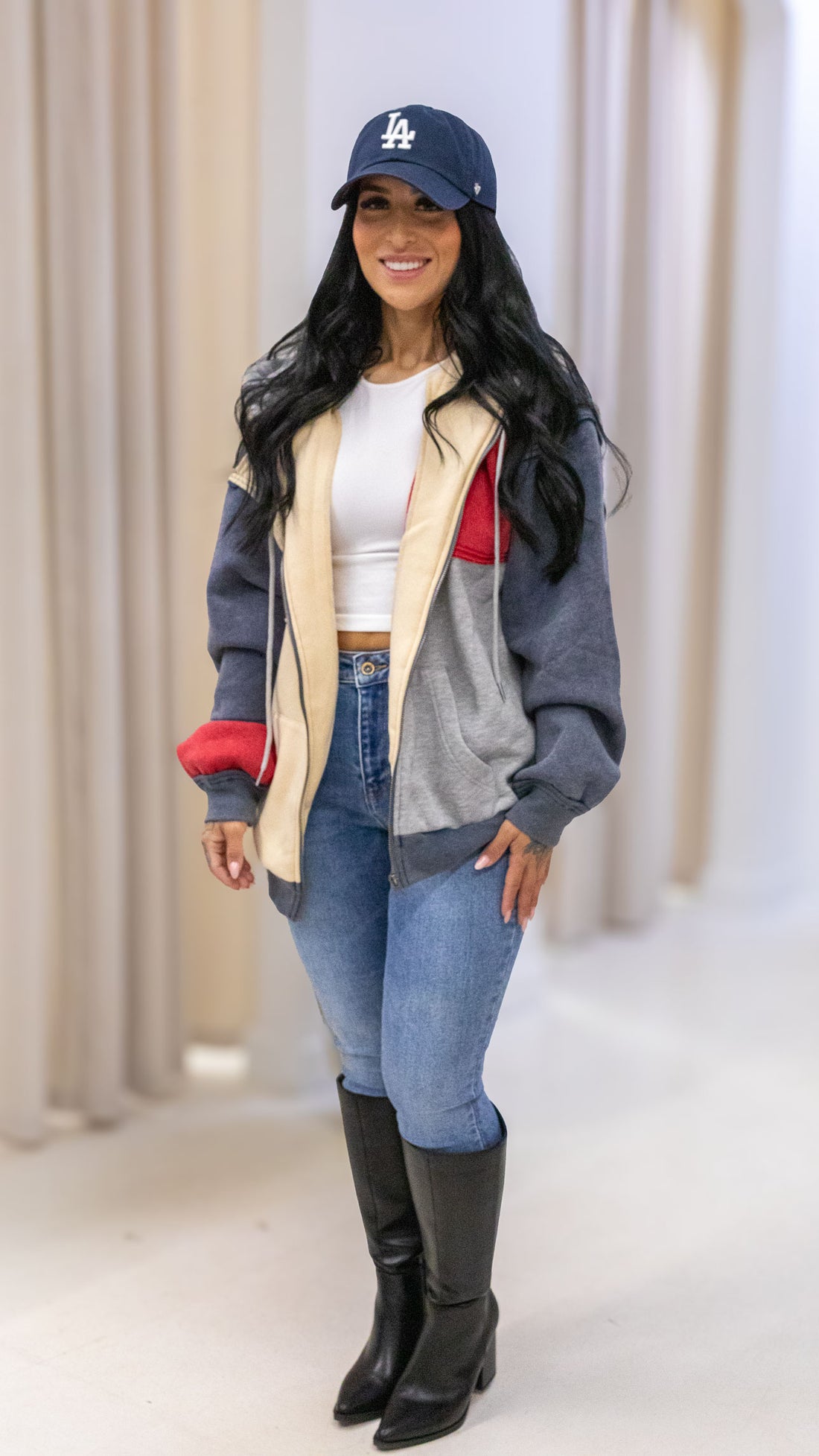 RILEY COLOUR BLOCK ZIP UP SWEATSHIRT