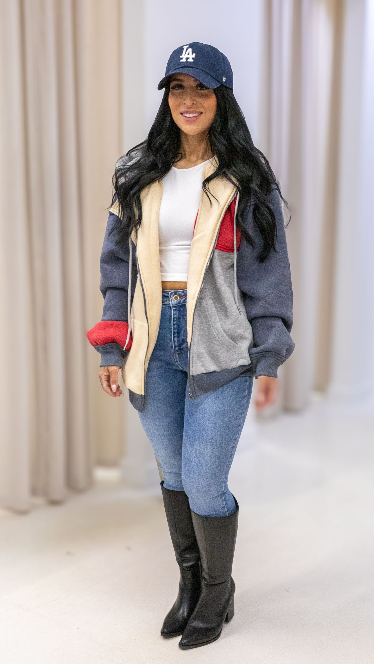 RILEY COLOUR BLOCK ZIP UP SWEATSHIRT