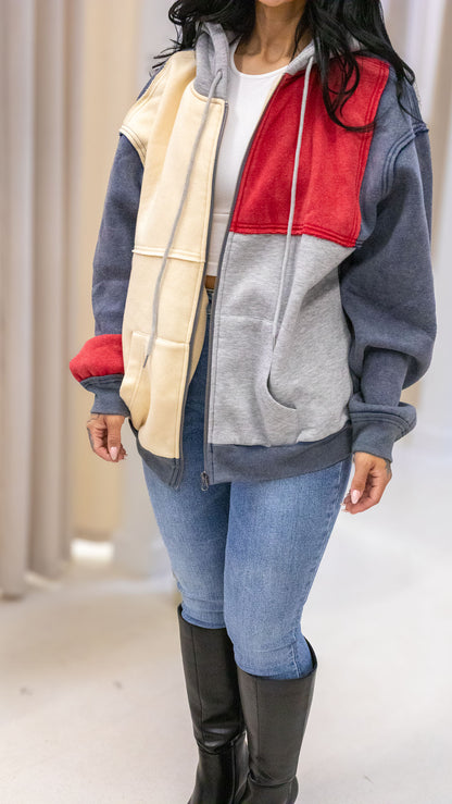 RILEY COLOUR BLOCK ZIP UP SWEATSHIRT