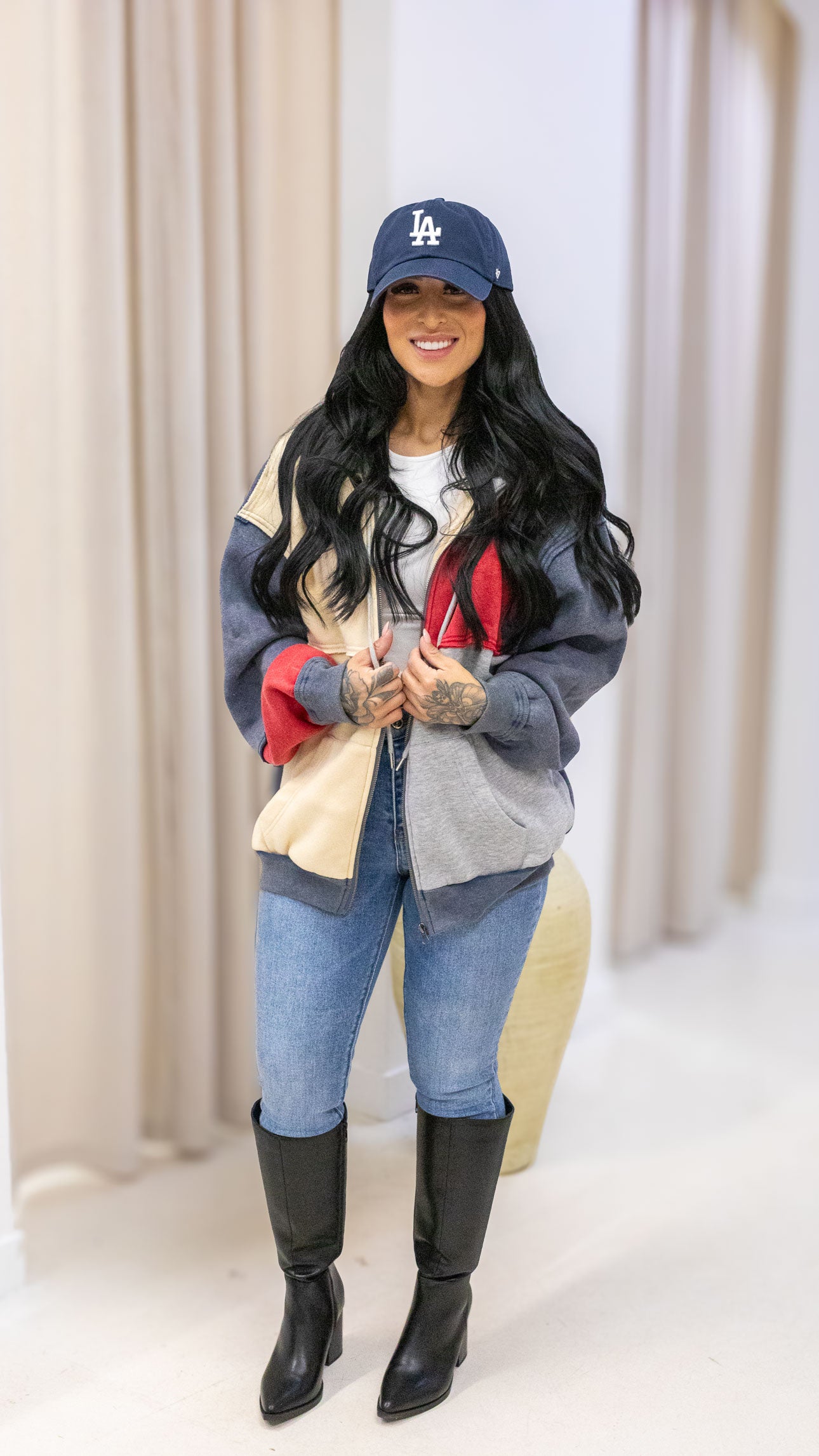 RILEY COLOUR BLOCK ZIP UP SWEATSHIRT