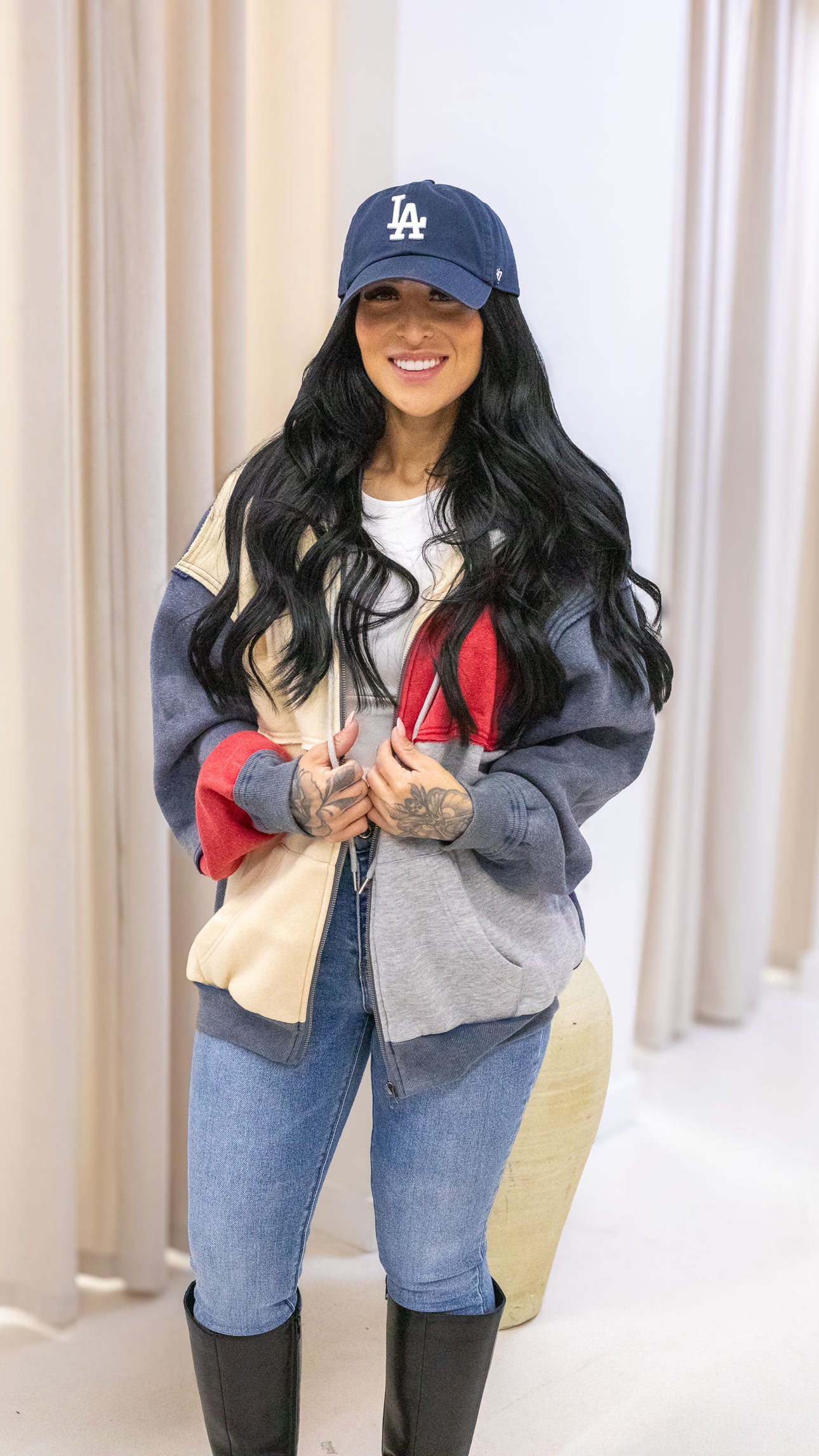 RILEY COLOUR BLOCK ZIP UP SWEATSHIRT