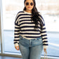 NEW ANCHOR STRIPE KNIT SWEATER (NAVY-WHITE)