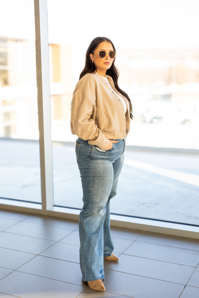 NEW UPTON TEXTURED BOMBER JACKET (BEIGE)