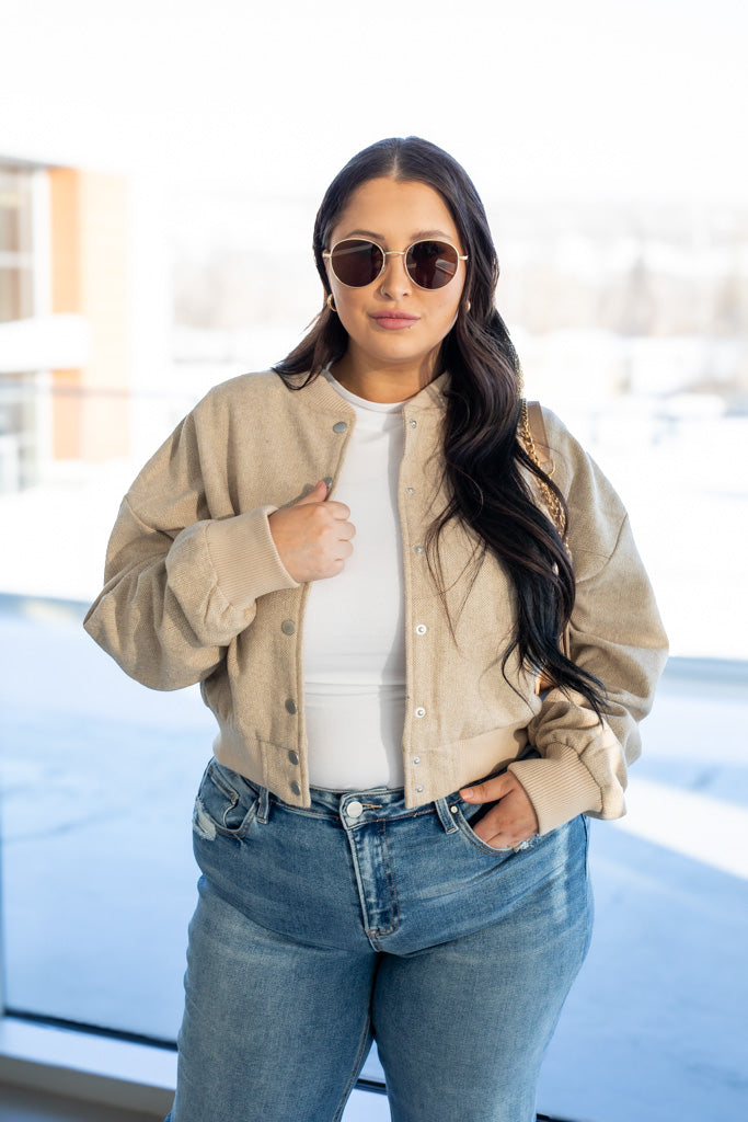 NEW UPTON TEXTURED BOMBER JACKET (BEIGE)