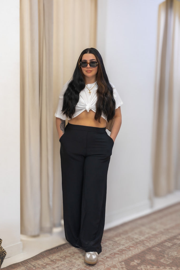 NEW HARLOW WIDE LEG PANT (BLACK)