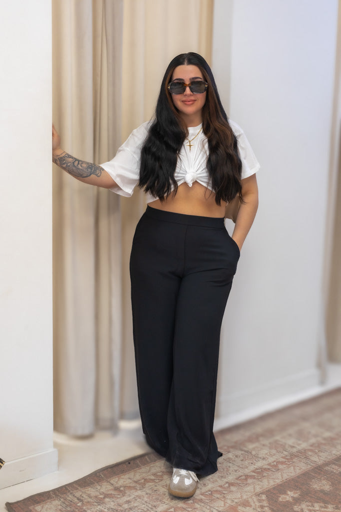 NEW HARLOW WIDE LEG PANT (BLACK)