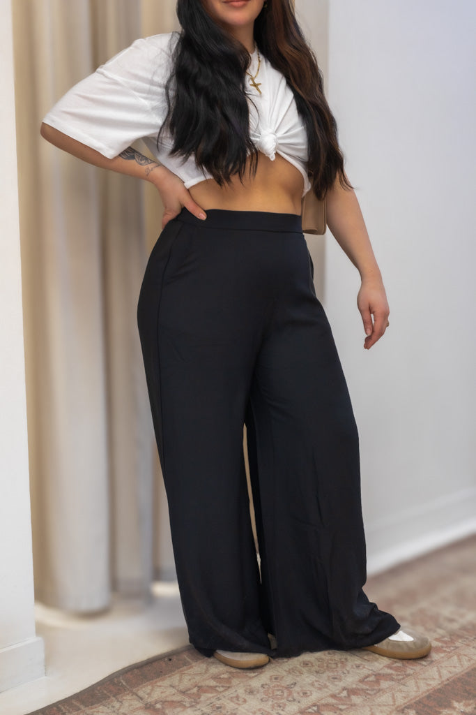 NEW HARLOW WIDE LEG PANT (BLACK)