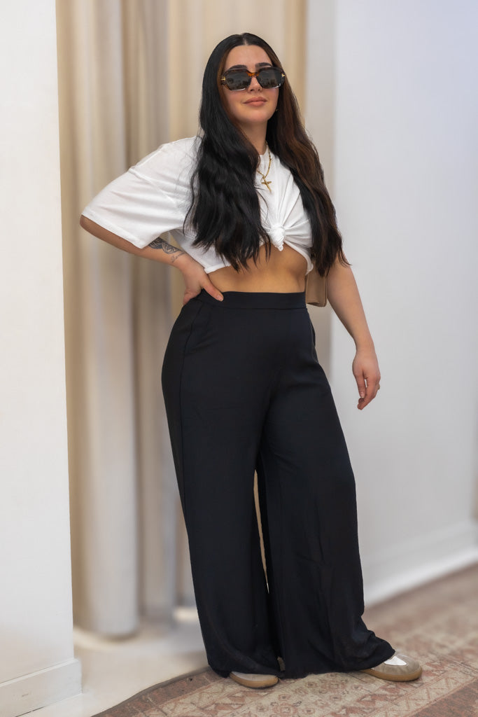 NEW HARLOW WIDE LEG PANT (BLACK)