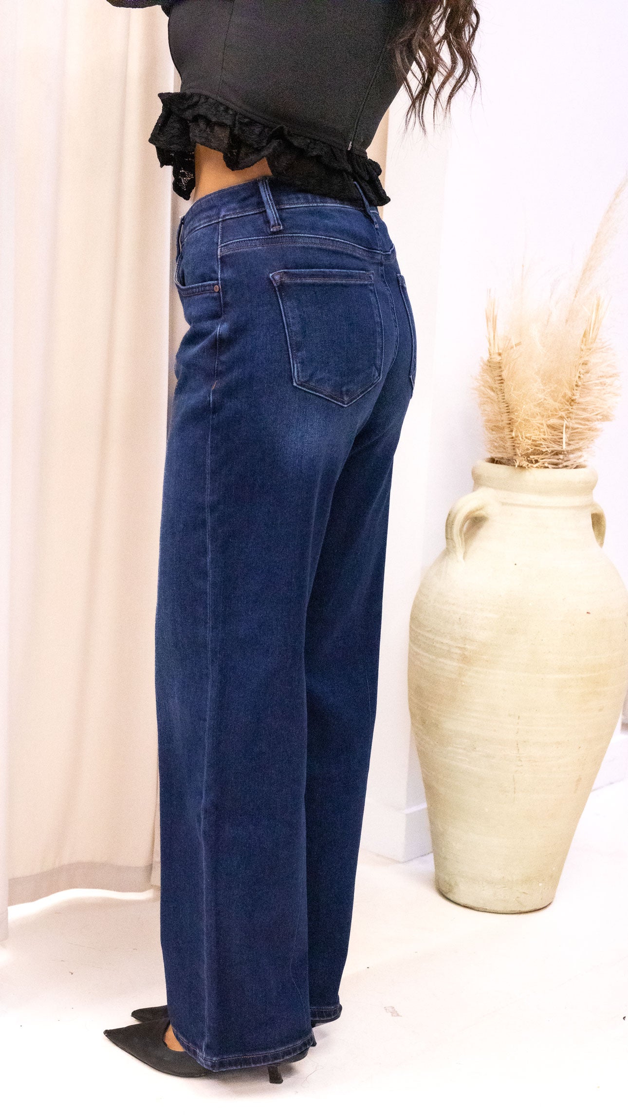 TONI WIDE LEG BAGGY DARK WASH JEAN (RISEN)