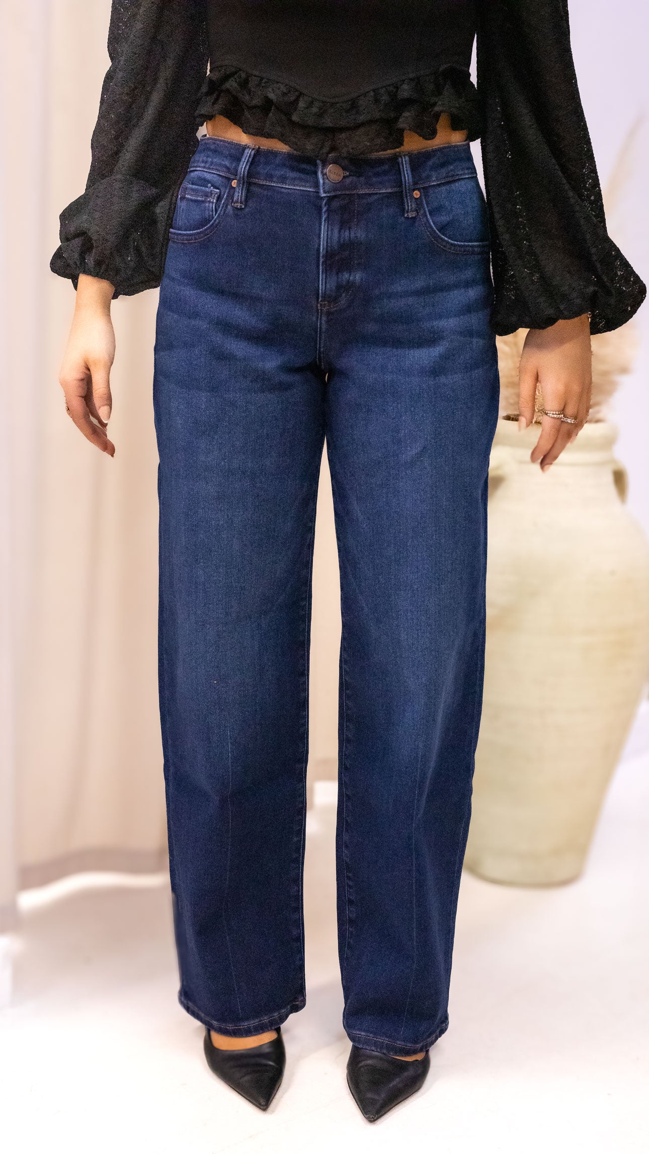 TONI WIDE LEG BAGGY DARK WASH JEAN (RISEN)