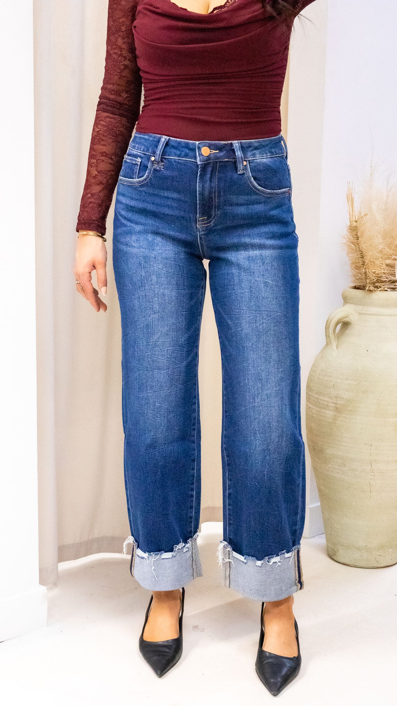 DREW WIDE LEG DARK WASH (RISEN)