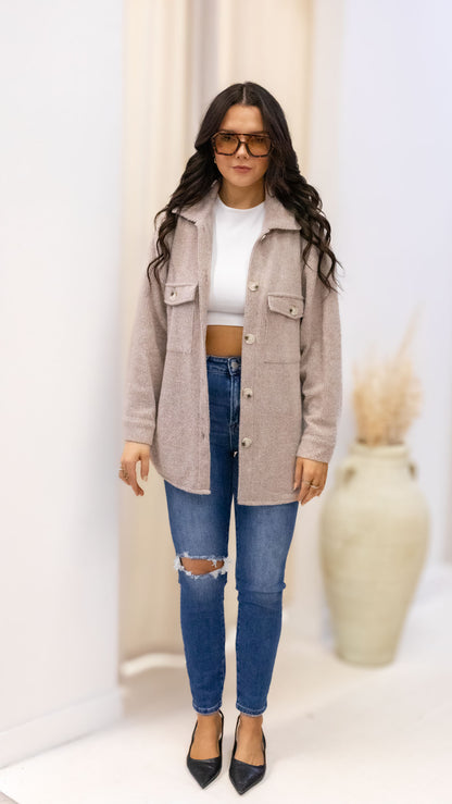 ROSIE RIBBED SHACKET (BROWN)