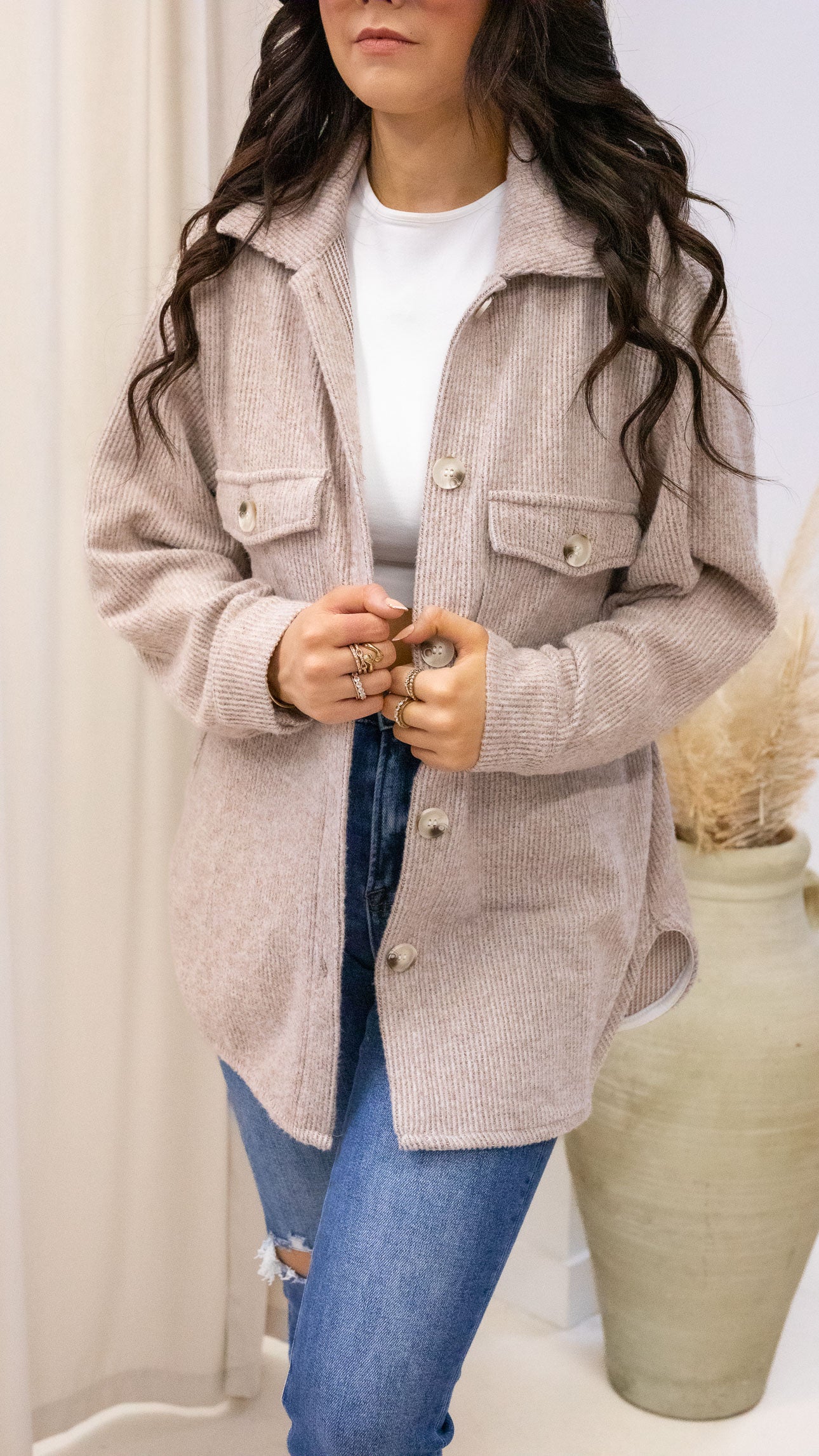 ROSIE RIBBED SHACKET (BROWN)