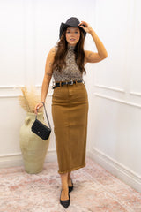 NEW AVA HIGHRISE MAXI SKIRT (TAUPE)