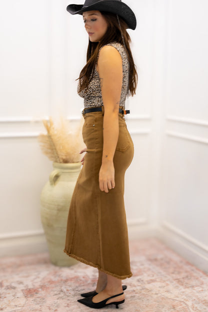 NEW AVA HIGHRISE MAXI SKIRT (TAUPE)