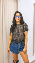 SPACY SS SEQUINS TOP WVN | ONLY