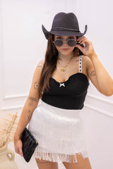 NEW RHODEO FRINGE MINI SKIRT (WHITE)