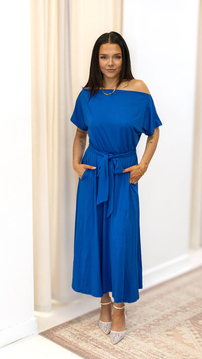 LOOSE FIT STRETCH MIDI DRESS