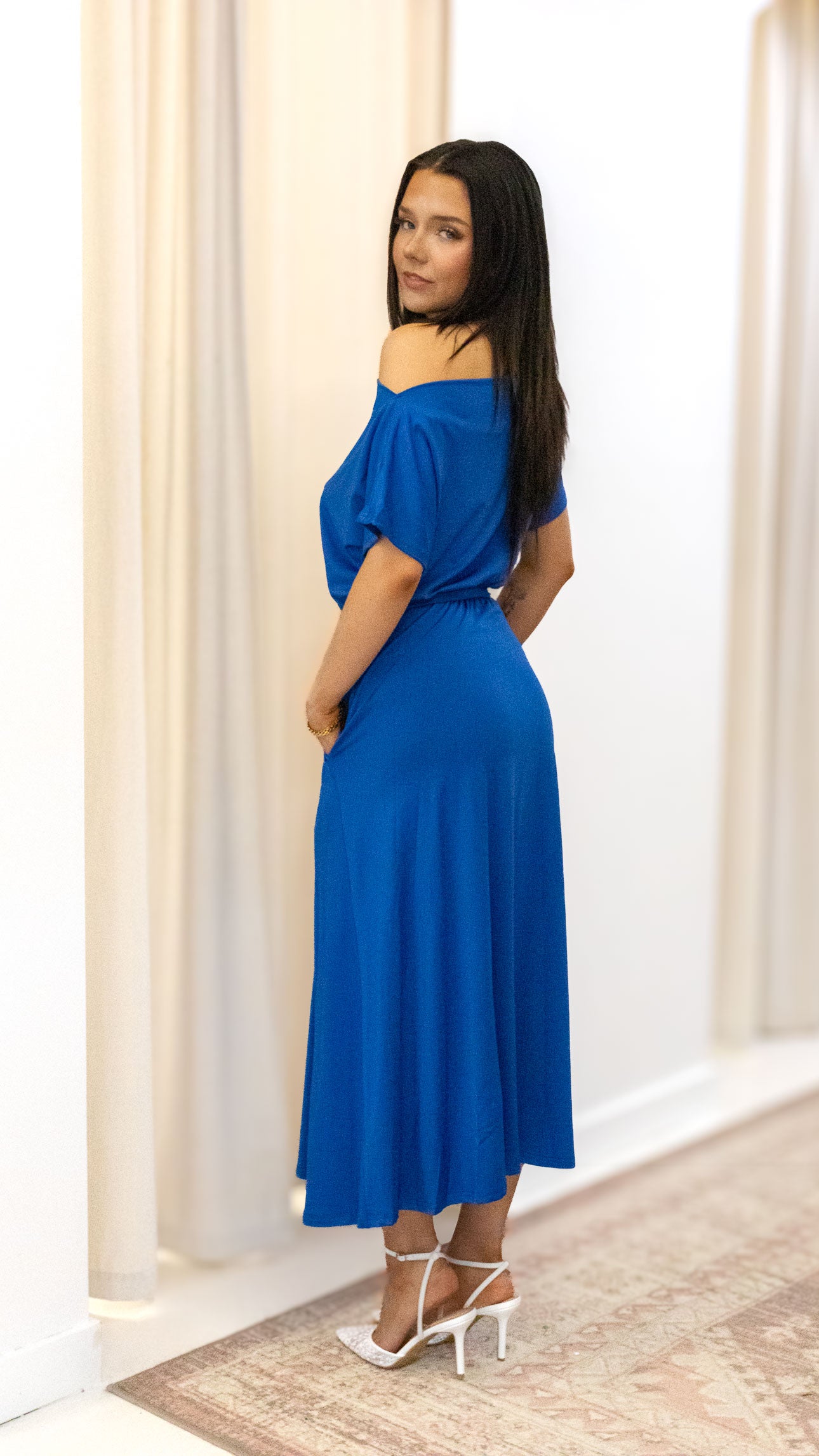 LOOSE FIT STRETCH MIDI DRESS