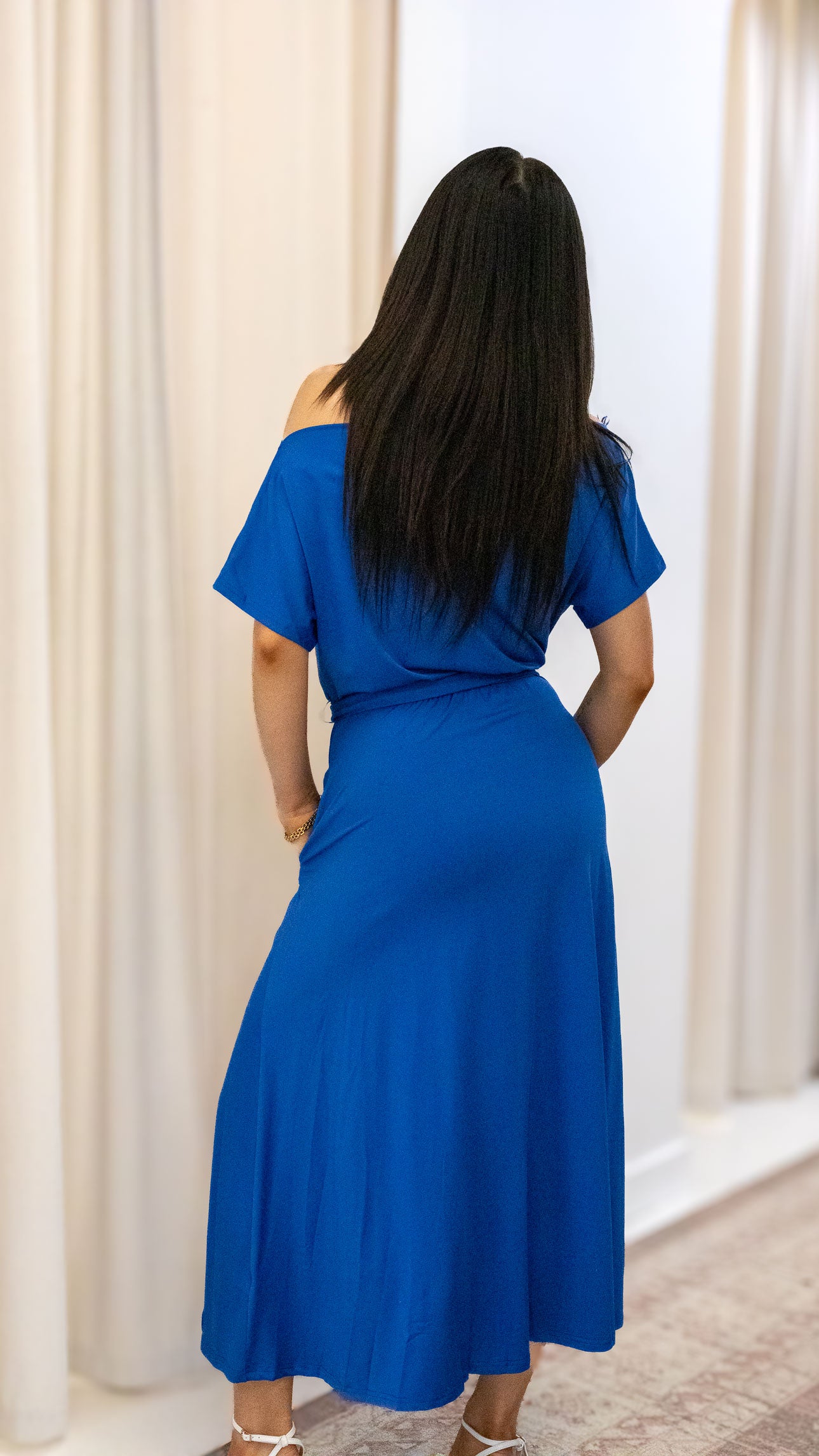 LOOSE FIT STRETCH MIDI DRESS