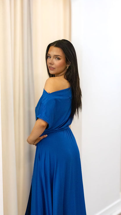 LOOSE FIT STRETCH MIDI DRESS