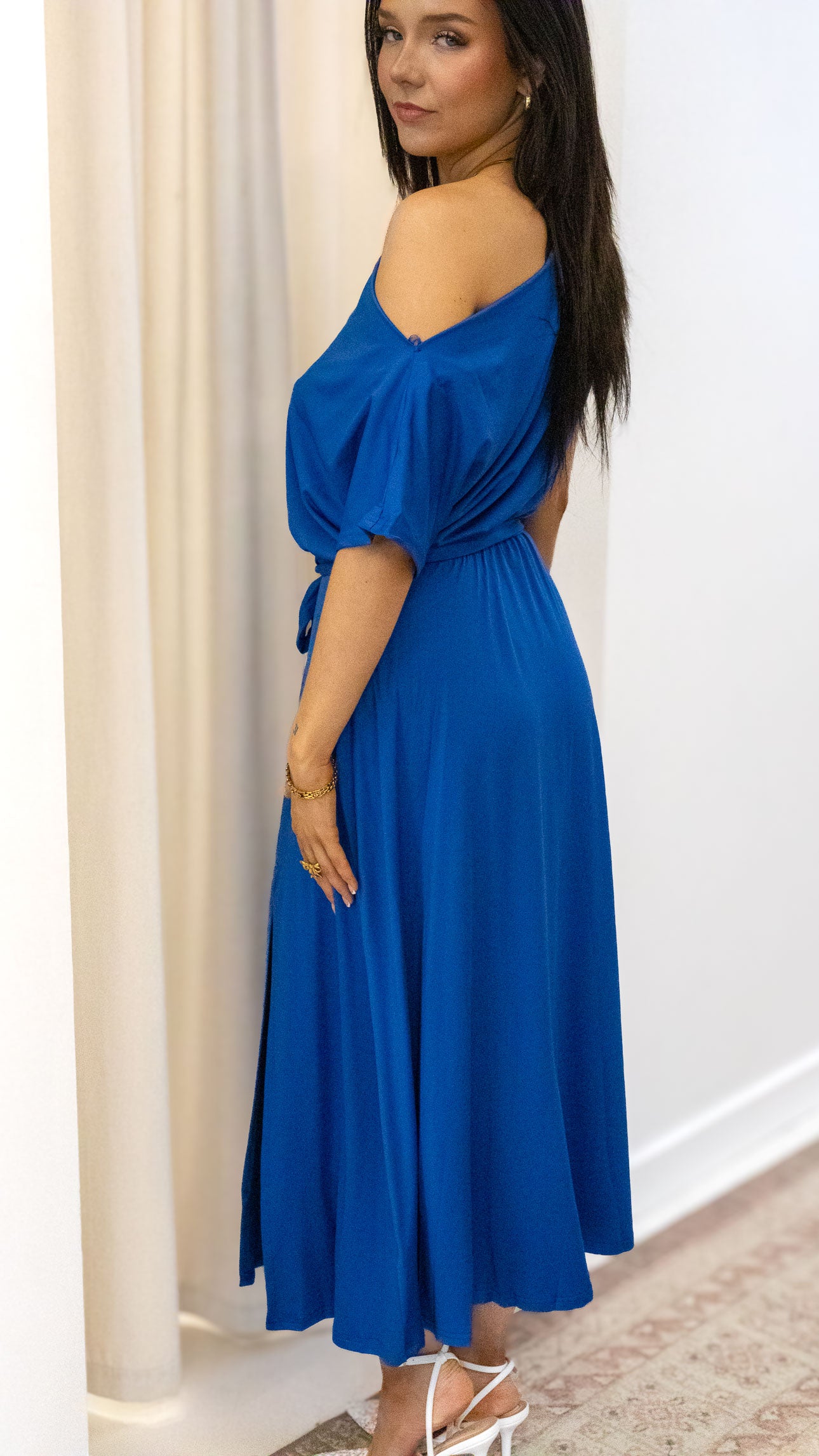 LOOSE FIT STRETCH MIDI DRESS