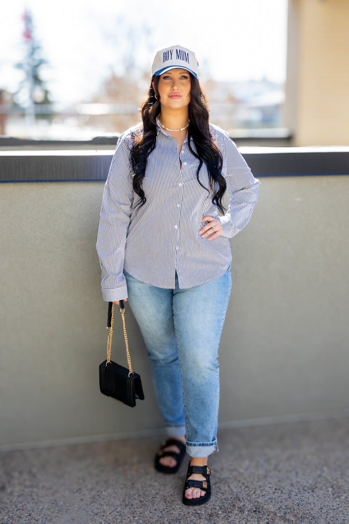NEW ERIN BUTTON UP BLOUSE (STRIPED)