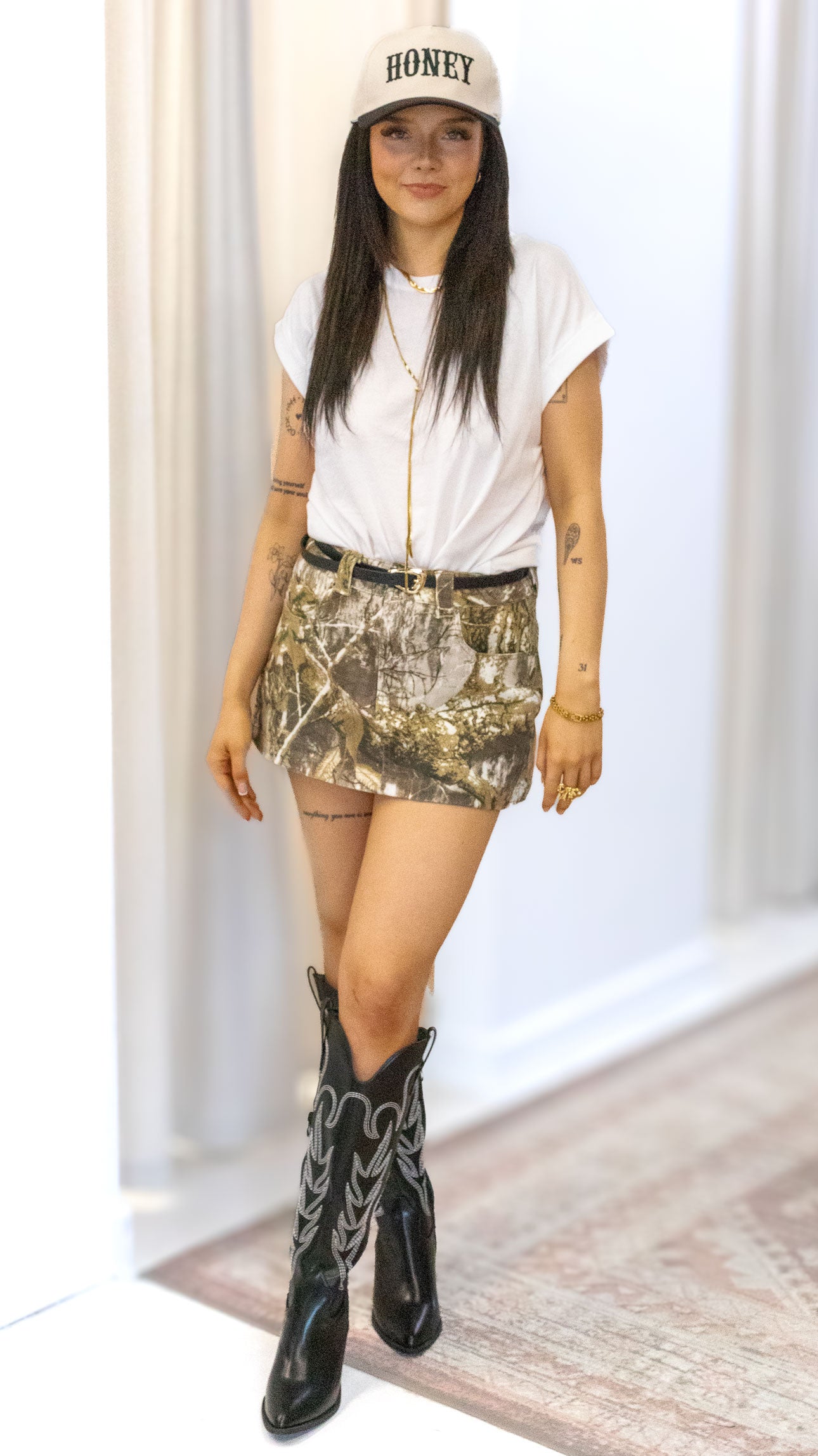 A LINE CAMO MINI SKIRT