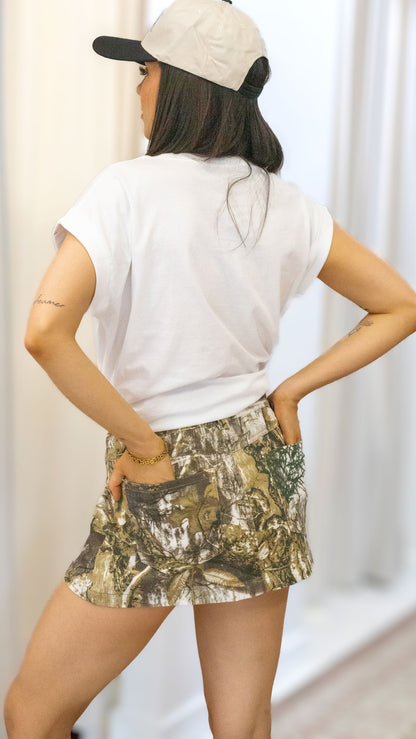 A LINE CAMO MINI SKIRT