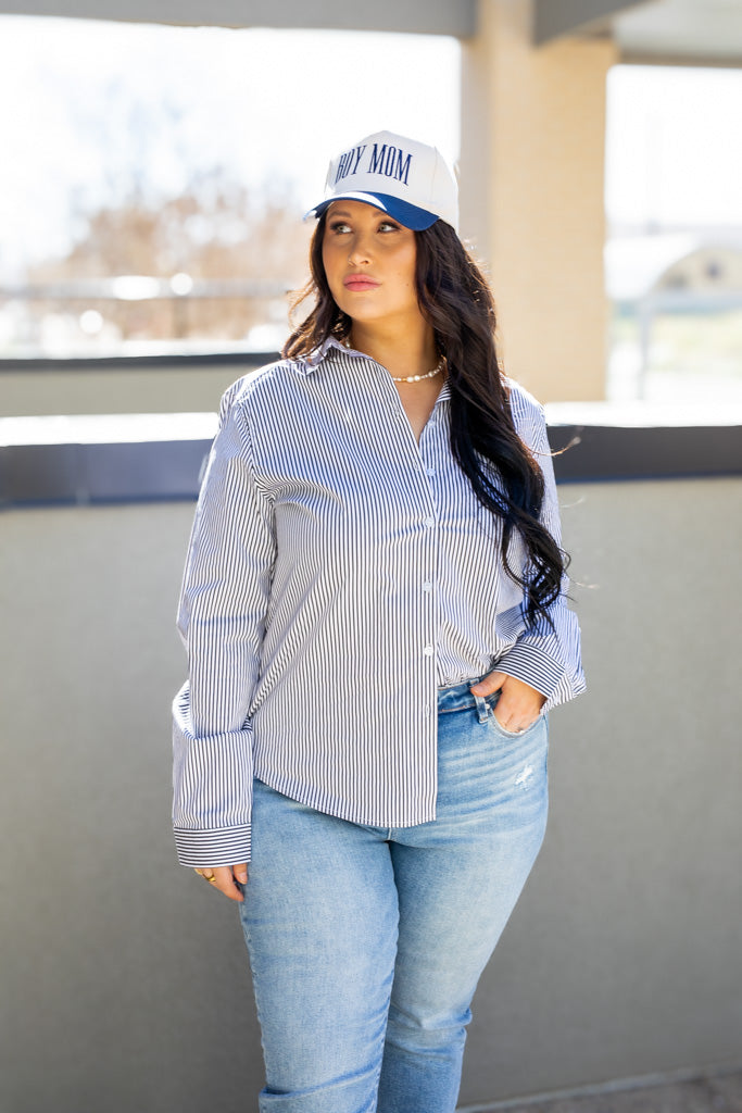 NEW ERIN BUTTON UP BLOUSE (STRIPED)