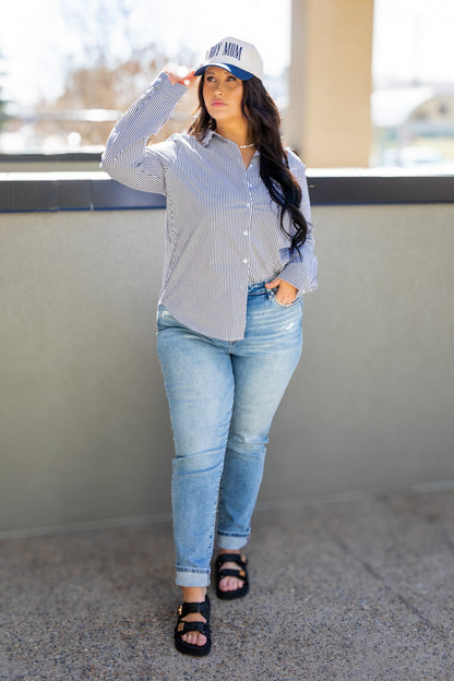 NEW ERIN BUTTON UP BLOUSE (STRIPED)