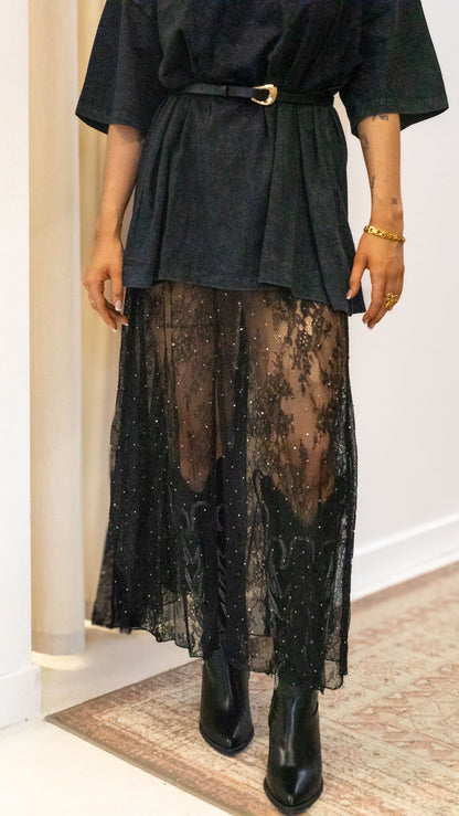 LACE RHINESTONE SKIRT