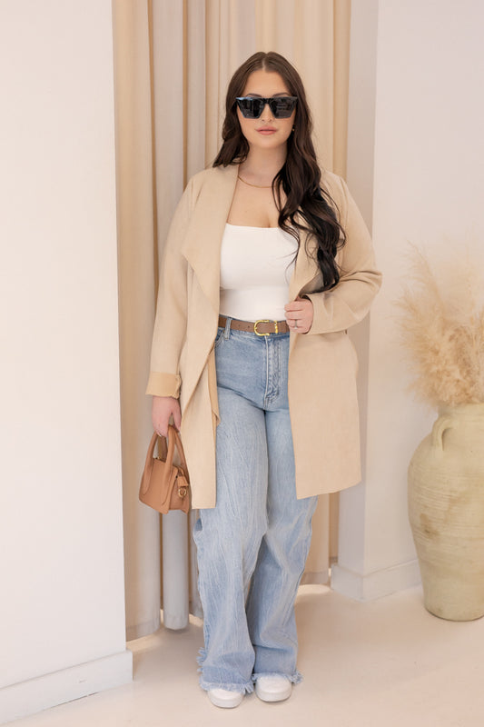 NEW OLIVIA SUEDE TIE UP JACKET (TAUPE)
