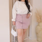 NEW CLAIRE SUEDE SKIRT CURVY (LILAC)