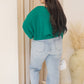 NEW KELSEY RIBBED BATWING SWEATER (GREEN)