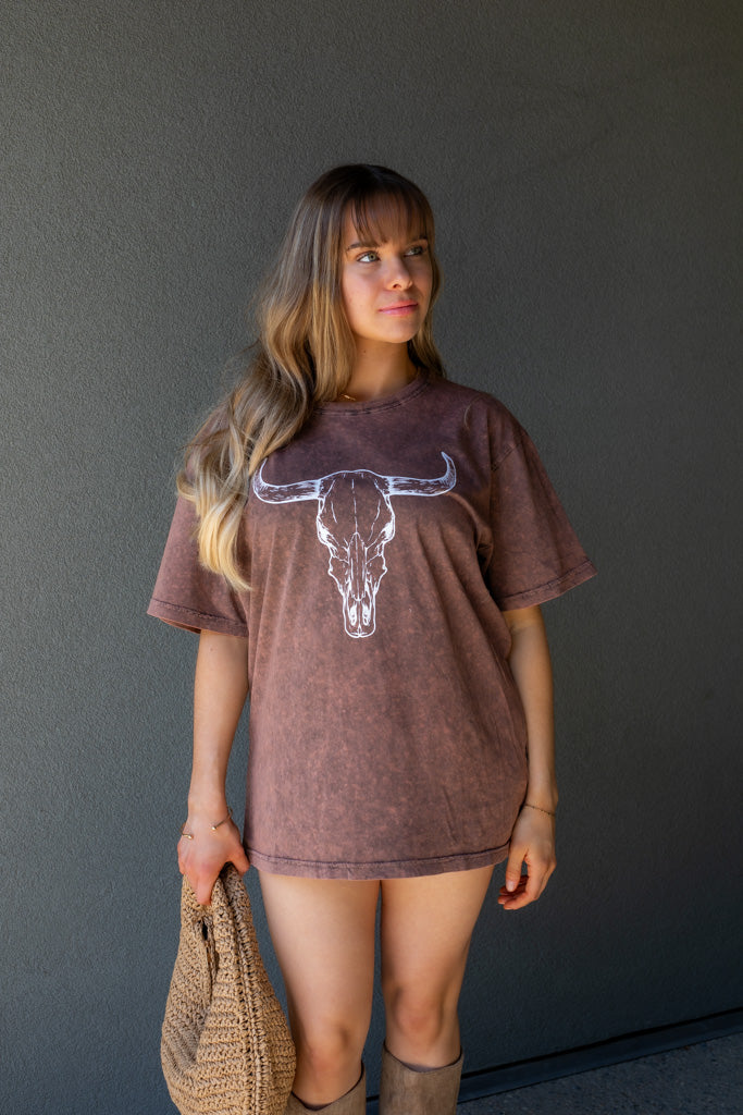 NEW ZARA GRAPHIC BULL T-SHIRT  (BROWN)
