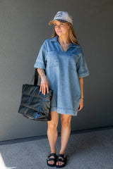 SOLEIL DENIM MINI DRESS
