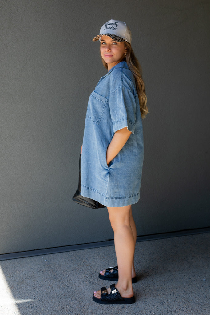 SOLEIL DENIM MINI DRESS