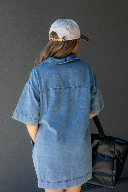 SOLEIL DENIM MINI DRESS