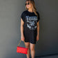 FREEBIRD GRAPHIC T-SHIRT MINI DRESS (BLACK)