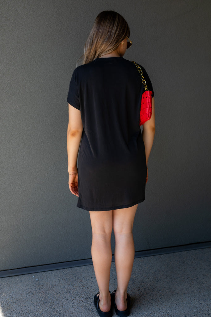 FREEBIRD GRAPHIC T-SHIRT MINI DRESS (BLACK)